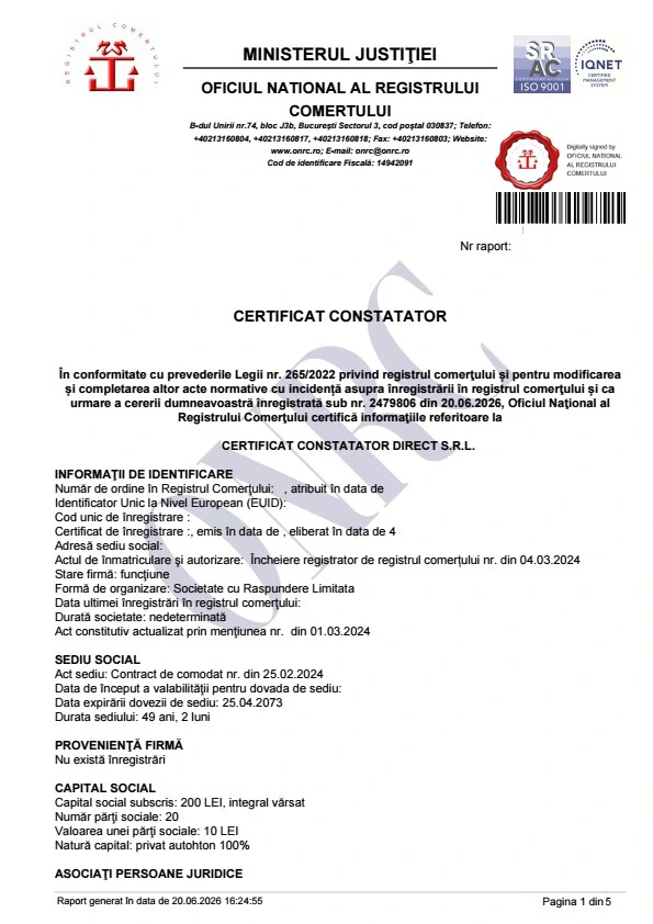 Certificat Constatator